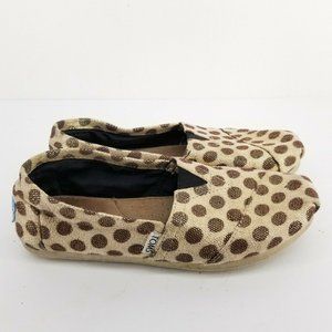 B43 Toms Womens Brown Polka Dots Slip On Almond Toe Casual Ballet Flat Size 6.5